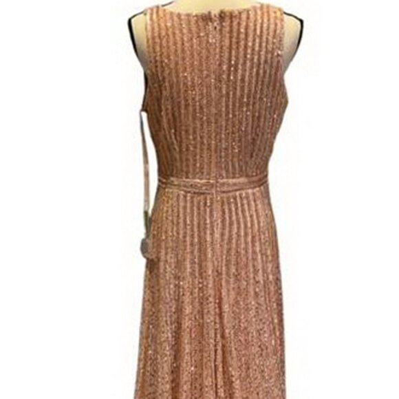 Mac Duggal Salmon Dusty Pink Beaded Sequin Lace Gown - Picture 3 of 4